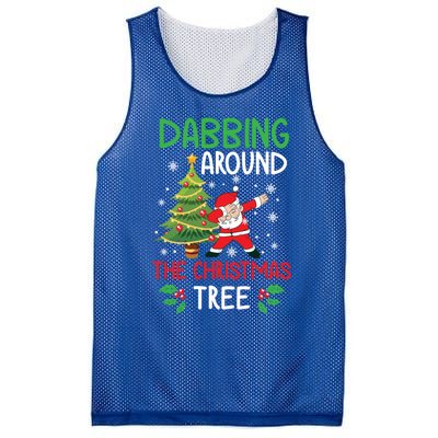 Dabbing Around The Christmas Tree Funny Santa Claus Holiday Gift Mesh Reversible Basketball Jersey Tank