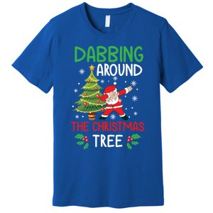 Dabbing Around The Christmas Tree Funny Santa Claus Holiday Gift Premium T-Shirt