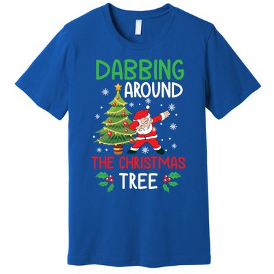 Dabbing Around The Christmas Tree Funny Santa Claus Holiday Gift Premium T-Shirt