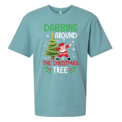 Dabbing Around The Christmas Tree Funny Santa Claus Holiday Gift Sueded Cloud Jersey T-Shirt