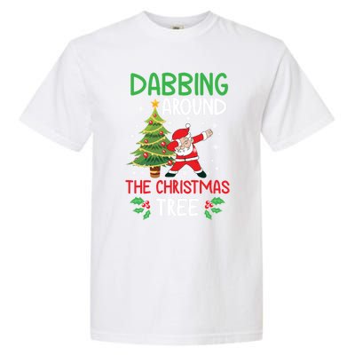 Dabbing Around The Christmas Tree Funny Santa Claus Holiday Gift Garment-Dyed Heavyweight T-Shirt