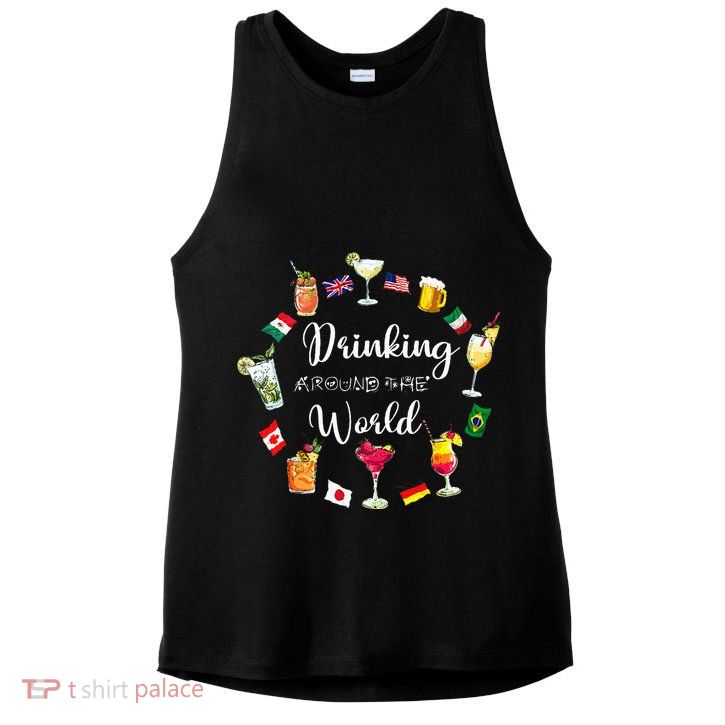 Drinking Around The World Vacation Ladies PosiCharge Tri-Blend Wicking Tank
