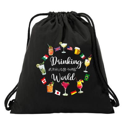 Drinking Around The World Vacation Drawstring Bag