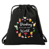 Drinking Around The World Vacation Drawstring Bag