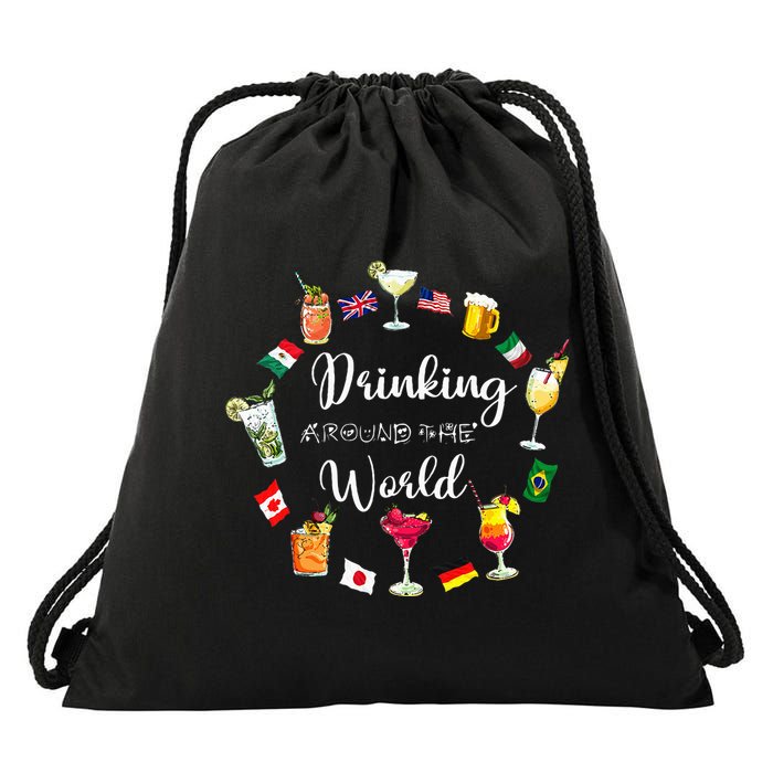 Drinking Around The World Vacation Drawstring Bag