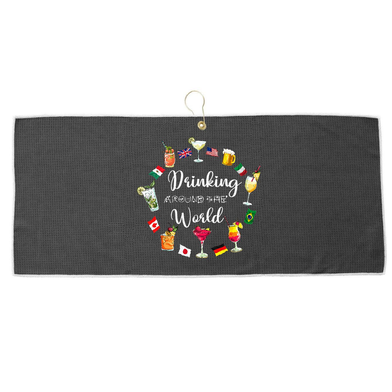 Drinking Around The World Vacation Large Microfiber Waffle Golf Towel