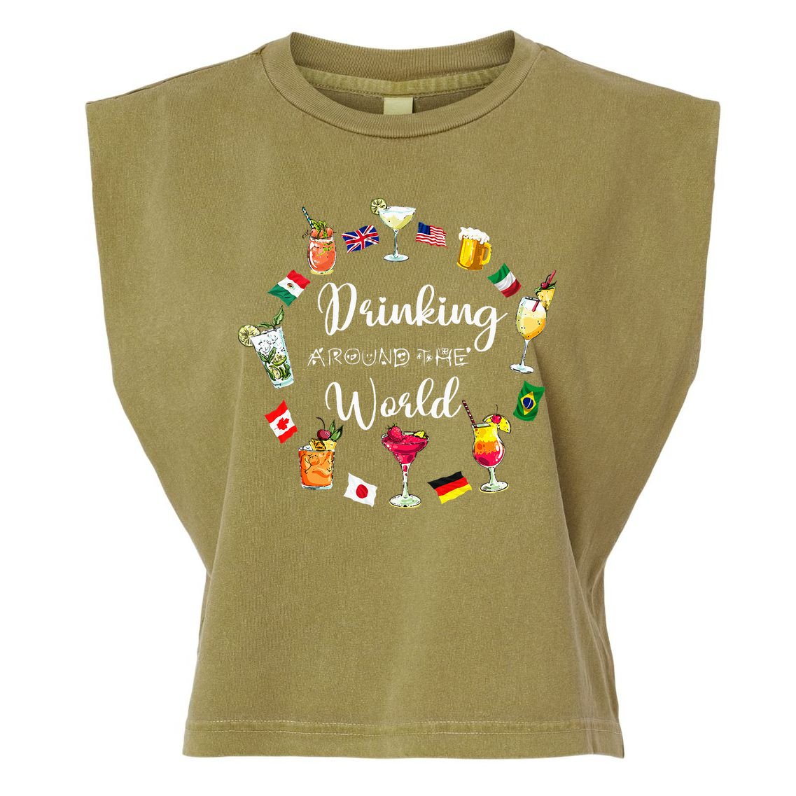 Drinking Around The World Vacation Garment-Dyed Women's Muscle Tee