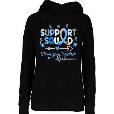 Diabetes Awareness Type 1 2  Support Squad Womens Funnel Neck Pullover Hood