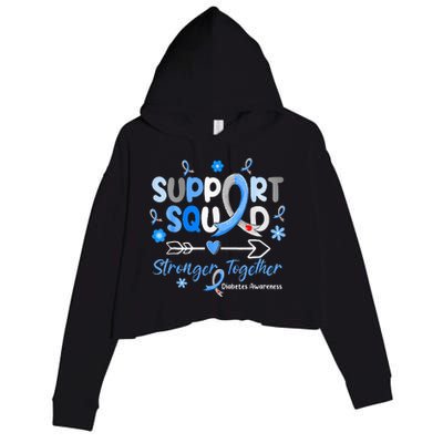 Diabetes Awareness Type 1 2  Support Squad Crop Fleece Hoodie