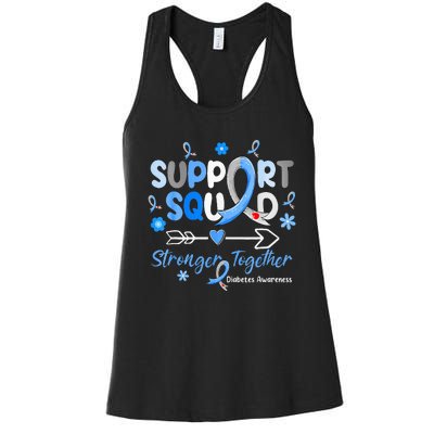 Diabetes Awareness Type 1 2  Support Squad Women's Racerback Tank