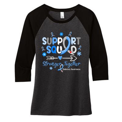 Diabetes Awareness Type 1 2  Support Squad Women's Tri-Blend 3/4-Sleeve Raglan Shirt