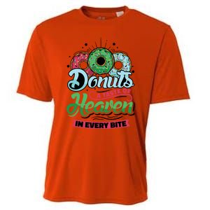 Donuts A Taste Of Heaven In Every Bite Donuts Gift Cooling Performance Crew T-Shirt