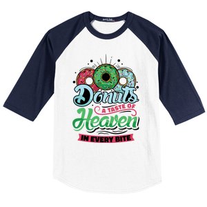 Donuts A Taste Of Heaven In Every Bite Donuts Gift Baseball Sleeve Shirt