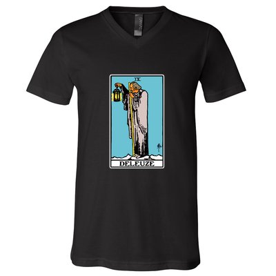 Deleuze As The Hermit Tarot Card V-Neck T-Shirt