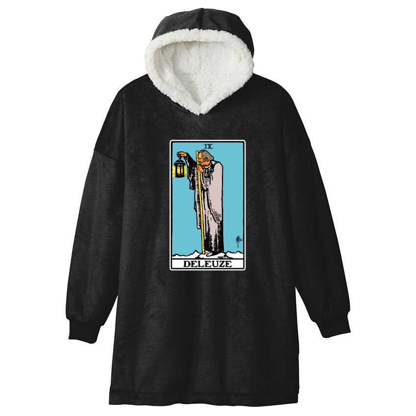 Deleuze As The Hermit Tarot Card Hooded Wearable Blanket