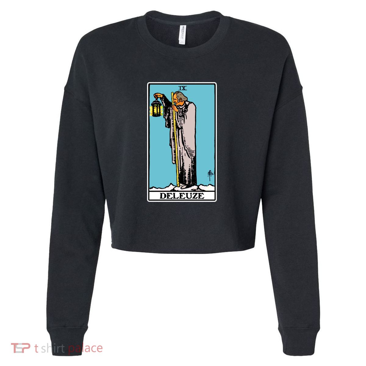 Deleuze As The Hermit Tarot Card Cropped Pullover Crew