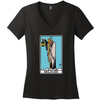 Deleuze As The Hermit Tarot Card Women's V-Neck T-Shirt
