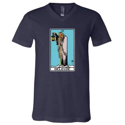 Deleuze As The Hermit Tarot Card V-Neck T-Shirt