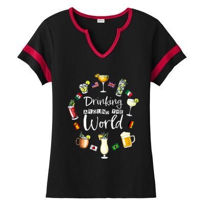 Drinking Around The World Vacation Drinking Showcase Ladies Halftime Notch Neck Tee