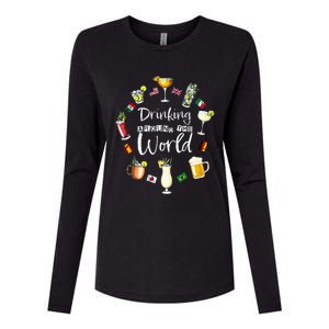 Drinking Around The World Vacation Drinking Showcase Womens Cotton Relaxed Long Sleeve T-Shirt