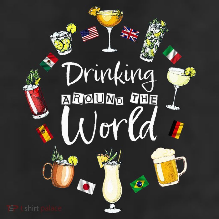 Drinking Around The World Vacation Drinking Showcase Knit Cap Winter Beanie