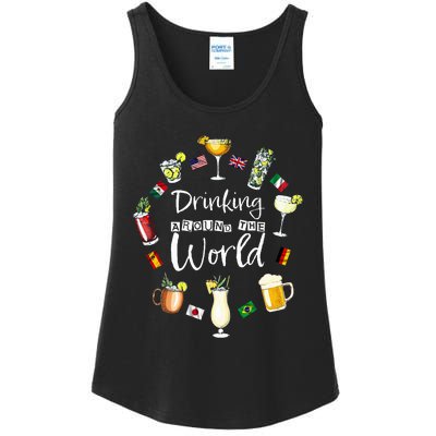 Drinking Around The World Vacation Drinking Showcase Ladies Essential Tank