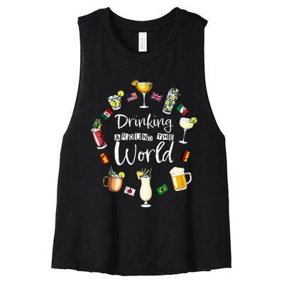 Drinking Around The World Vacation Drinking Showcase Women's Racerback Cropped Tank