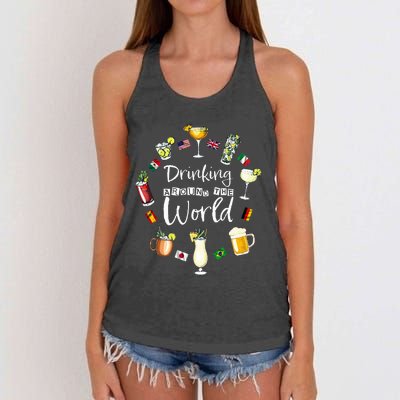 Drinking Around The World Vacation Drinking Showcase Women's Knotted Racerback Tank