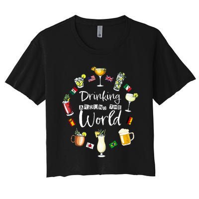 Drinking Around The World Vacation Drinking Showcase Women's Crop Top Tee