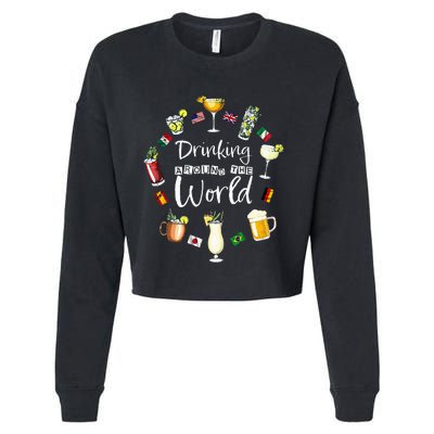 Drinking Around The World Vacation Drinking Showcase Cropped Pullover Crew