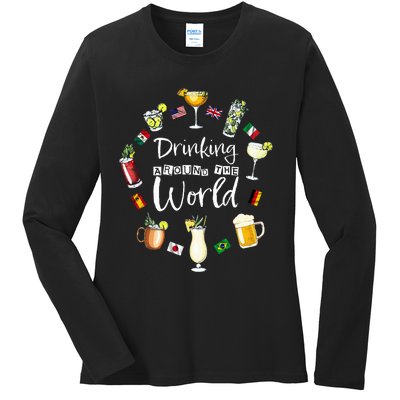 Drinking Around The World Vacation Drinking Showcase Ladies Long Sleeve Shirt