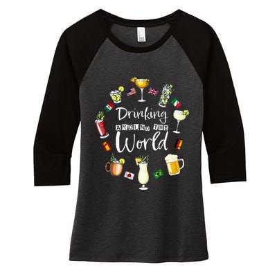 Drinking Around The World Vacation Drinking Showcase Women's Tri-Blend 3/4-Sleeve Raglan Shirt