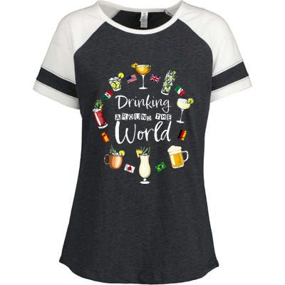 Drinking Around The World Vacation Drinking Showcase Enza Ladies Jersey Colorblock Tee