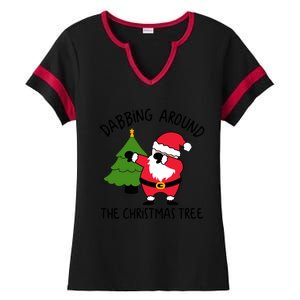 Dabbing Around The Christmas Tree Ladies Halftime Notch Neck Tee