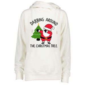 Dabbing Around The Christmas Tree Womens Funnel Neck Pullover Hood