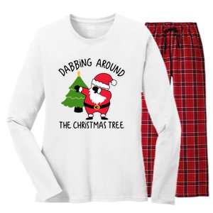 Dabbing Around The Christmas Tree Women's Long Sleeve Flannel Pajama Set 