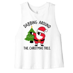 Dabbing Around The Christmas Tree Women's Racerback Cropped Tank