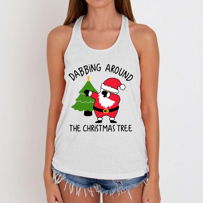 Dabbing Around The Christmas Tree Women's Knotted Racerback Tank