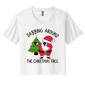 Dabbing Around The Christmas Tree Women's Crop Top Tee