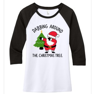 Dabbing Around The Christmas Tree Women's Tri-Blend 3/4-Sleeve Raglan Shirt