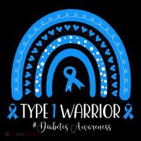  Diabetes Awareness Type 1 Warrior T1D Blue Ribbon T-Shirt