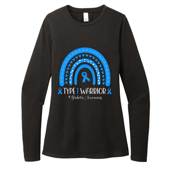  Diabetes Awareness Type 1 Warrior T1D Blue Ribbon Womens CVC Long Sleeve Shirt