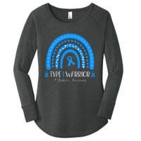  Diabetes Awareness Type 1 Warrior T1D Blue Ribbon Women's Perfect Tri Tunic Long Sleeve Shirt