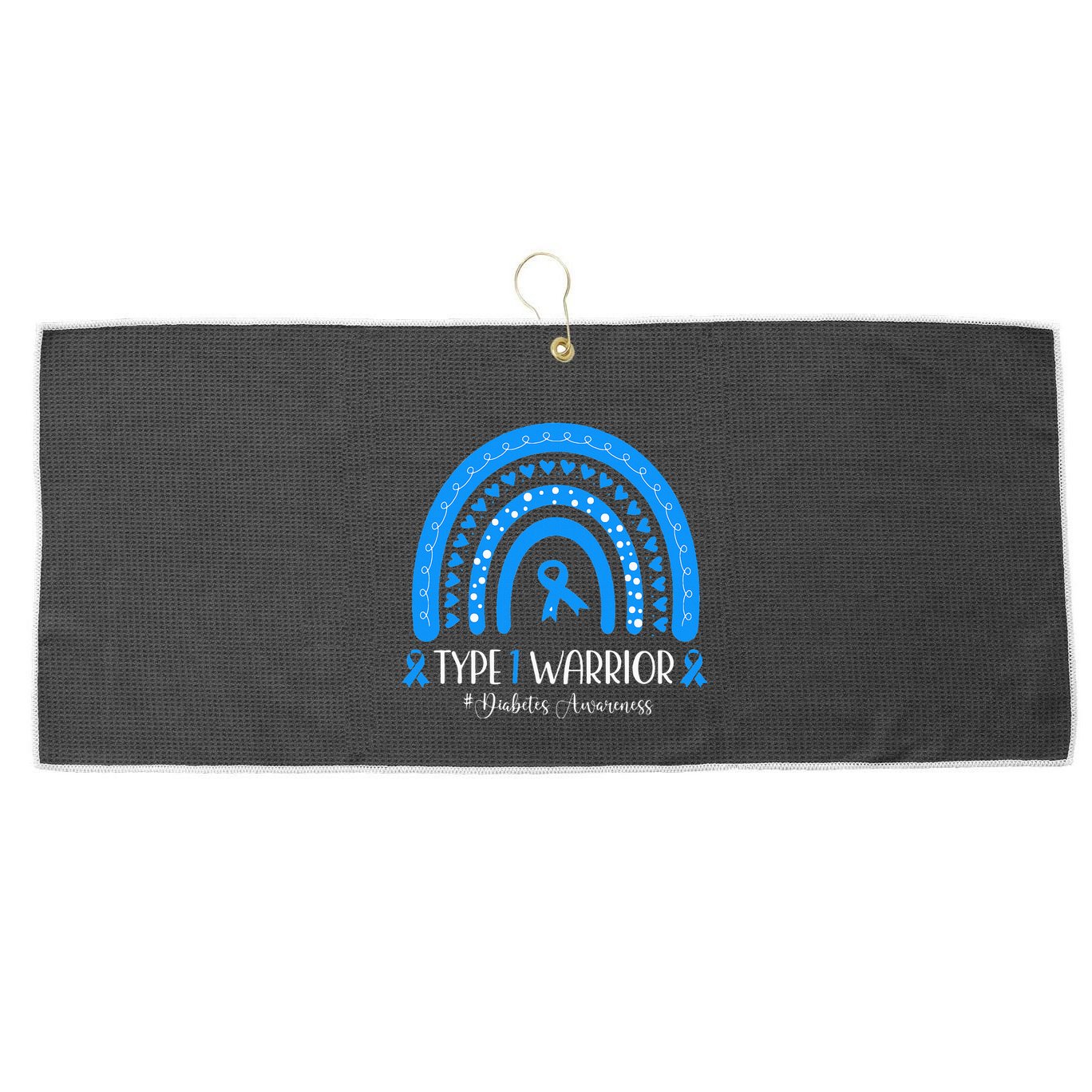  Diabetes Awareness Type 1 Warrior T1D Blue Ribbon Large Microfiber Waffle Golf Towel