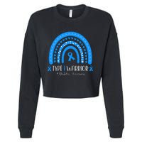  Diabetes Awareness Type 1 Warrior T1D Blue Ribbon Cropped Pullover Crew