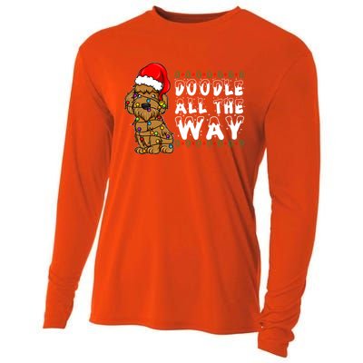 Doodle All The Way Goldendoodle Santa Hat Christmas Gift Cooling Performance Long Sleeve Crew