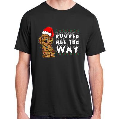 Doodle All The Way Goldendoodle Santa Hat Christmas Gift Adult ChromaSoft Performance T-Shirt