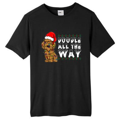 Doodle All The Way Goldendoodle Santa Hat Christmas Gift Tall Fusion ChromaSoft Performance T-Shirt