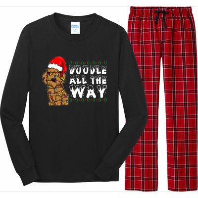 Doodle All The Way Goldendoodle Santa Hat Christmas Gift Long Sleeve Pajama Set