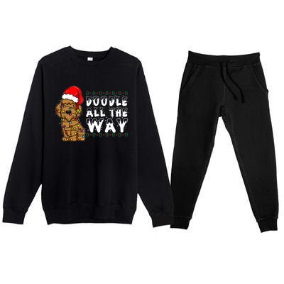 Doodle All The Way Goldendoodle Santa Hat Christmas Gift Premium Crewneck Sweatsuit Set